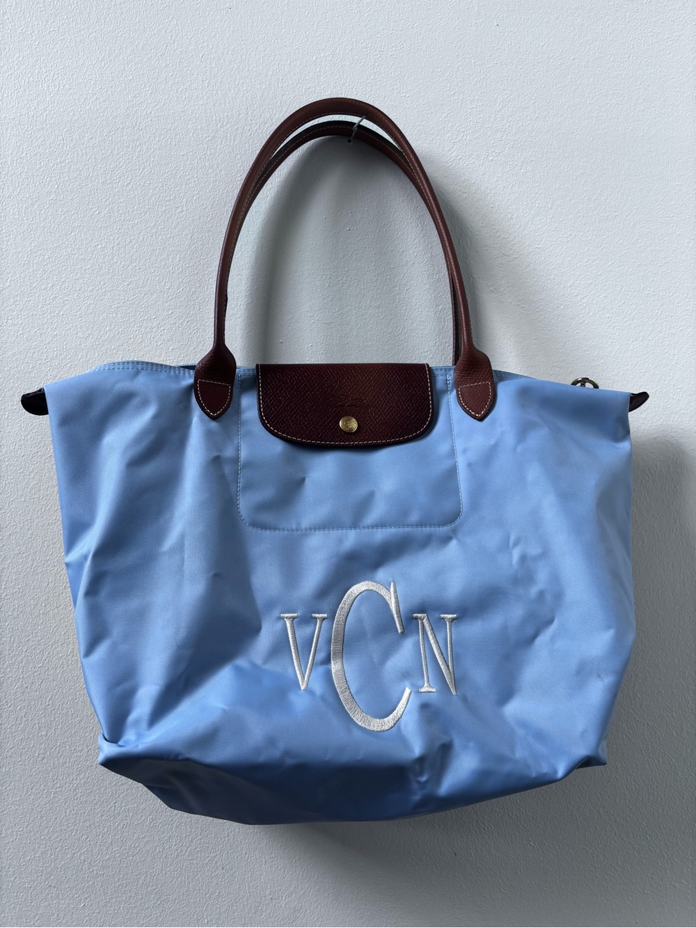 Longchamp pliage large tote with monogram